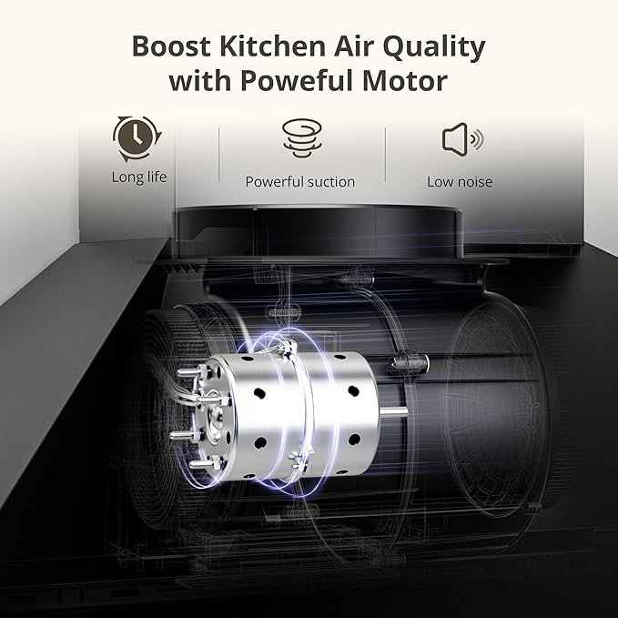 FIREGAS Range Hood 24 inch Wall Mount Type with Ducted/Ductless Convertible,450 CFM Stainless Steel Chimney-Style Kitchen Hood, Over Stove Vent Hood with 3 Speed Fan,Charcoal Filters,Black