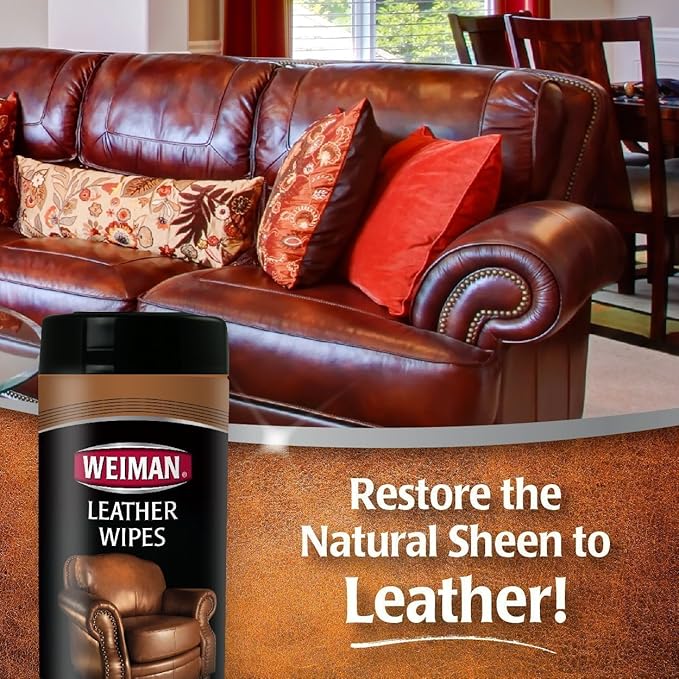 Weiman Leather Wipes - Clean and Condition Car Seats, Shoes, Couches and More - 30 Count (4 Pack)