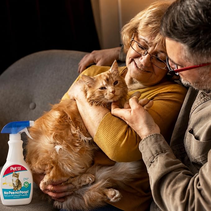 Cat Potty Training Spray No Pee No Poop, 16 Fl Oz, Non Toxic Spray for Cats Only, Natural Pee Deterrent, Stops Urine Marking and Pooping, Indoor Outdoor Keep Off