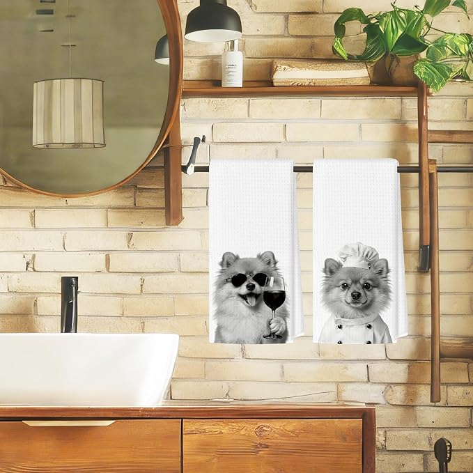 Funny Labrador Kitchen Towels Set of 2, Dog Kitchen Bar Accessories, Dog Chef Gifts for Women Decorative Hand Towels for Kitchen Decor, Labrador Lovers Dish Tea Towel, 16x24 Inch