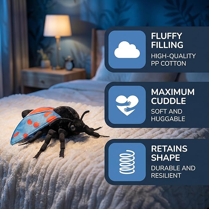 Cinnabar Moth Plush Toy - Lifelike Blue Cinnabar Moth Stuffed Animals 11in, Realistic Soft Big Wings Moth Toys, Unique Plush Collection for Kids