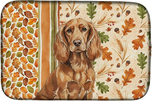 Caroline's Treasures Boykin Spaniel Heirloom Fall Dish Drying Mat Absorbent Dish Drying Mat Pad for Kitchen Counter Dish Drainer Mat for Countertop, 14 x 21", Multicolor