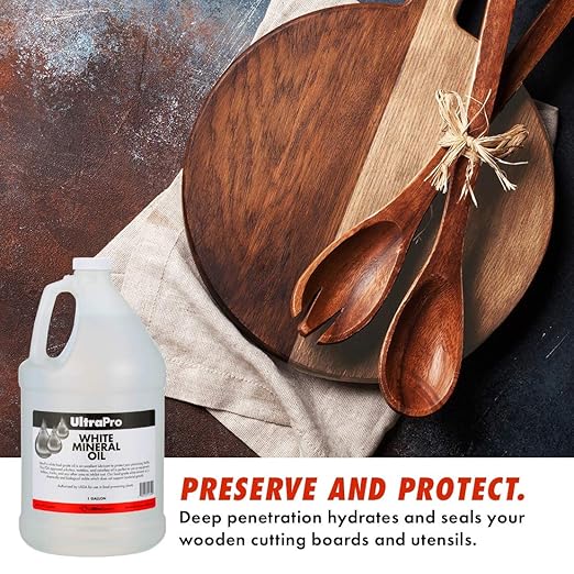 UltraPro Food Grade Mineral Oil for Lubricating and Protecting Cutting Board, Butcher Block, Stainless Steel, Knife, Tool, Machine and Equipment (4-1 Gallon Jugs)