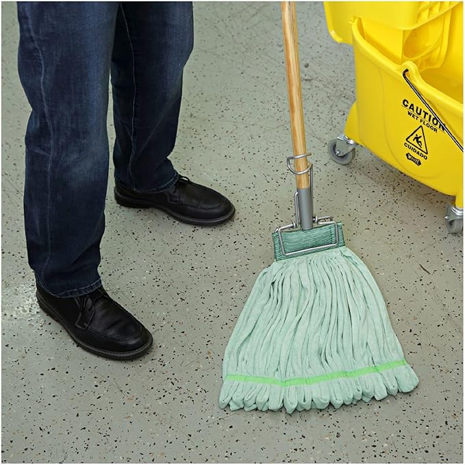 Boardwalk Microfiber Looped-End Wet Mop Head, Large, Green, 12/Carton