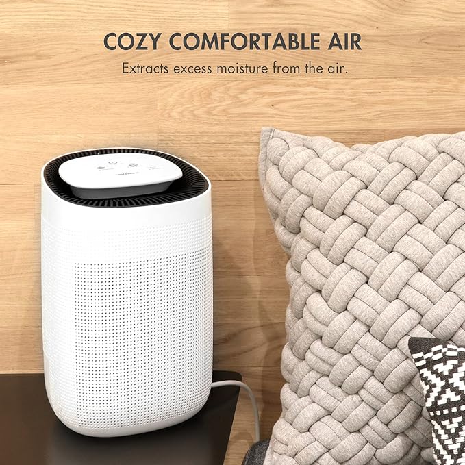 Tenergy Sorbi 1000ml Air Dehumidifier w/Purifying Function, True HEPA Filter, Auto Shutoff, Touch Control Adjustable Air Speed, Ultra-Quiet, Ideal for Closets & Bathrooms