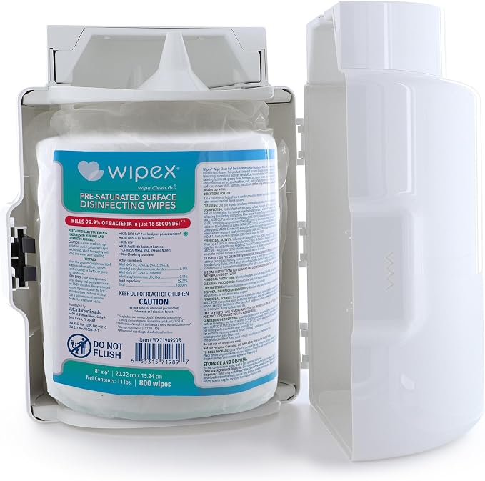 Wipex Disinfecting Wipes for Workout Equipment - EPA Registered Antibacterial Wipes for Commercial Gym, Studios and Fitness Surfaces - Commercial Refill Rolls for Dispensers, 800 Count, Pack of 2