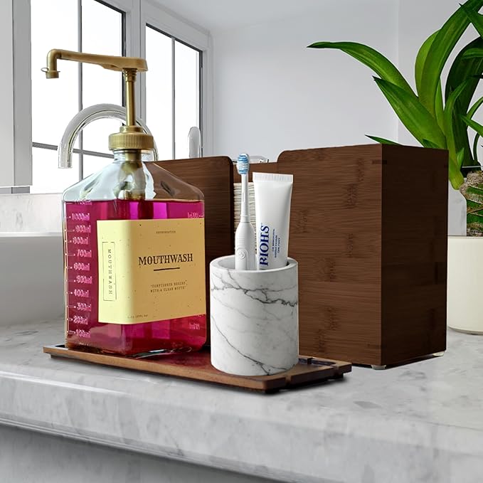 eBun Bamboo C Fold Paper Towel Dispenser – Wall Mount & Countertop Napkin Holder for Multifold, Z-Fold Styles, Modern Farmhouse Paper Towel Holder for Bathroom, Kitchen, Office & Commercial Use, Brown