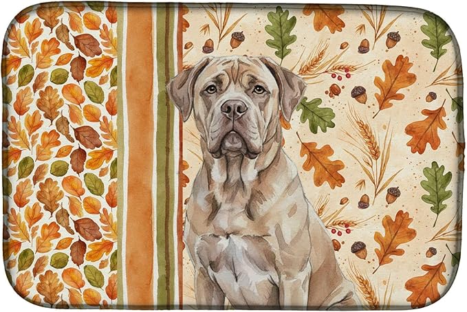Caroline's Treasures Isabella Dogue de Bordeaux Heirloom Fall Dish Drying Mat Absorbent Dish Drying Mat Pad for Kitchen Counter Dish Drainer Mat for Countertop, 14 x 21", Multicolor