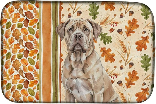 Caroline's Treasures Isabella Dogue de Bordeaux Heirloom Fall Dish Drying Mat Absorbent Dish Drying Mat Pad for Kitchen Counter Dish Drainer Mat for Countertop, 14 x 21", Multicolor
