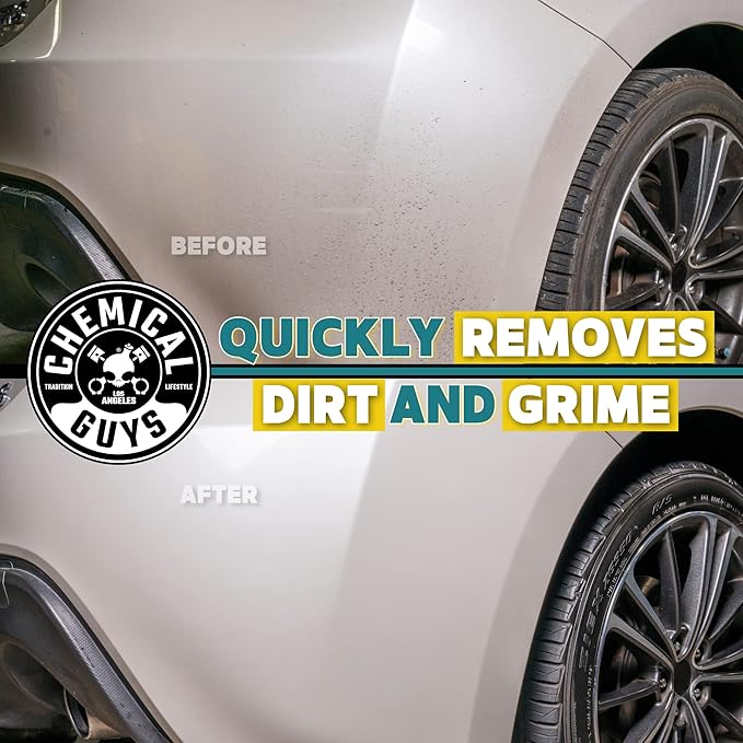 Chemical Guys CWS80364M Car Wash Starter Bundle - Clean Slate Deep Surface Cleaning Car Wash Soap, 64 oz (.5 Gallon) Citrus Scent + Chenille Wash Mitt (2 Items) Works on Cars, Trucks, SUVs, & More