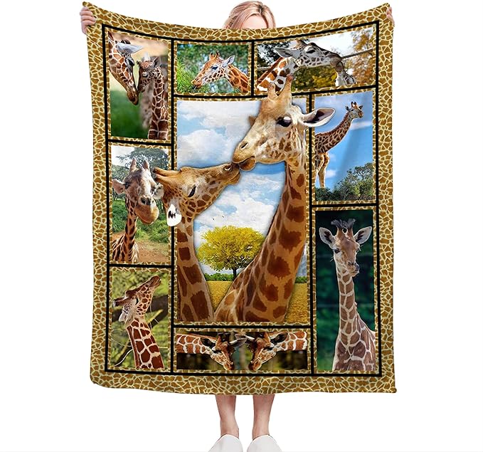 jerkboo Giraffe Blanket Throws Giraffe Gifts Giraffe Lovers Throw Blanket for Girls Boys Kids Adults Soft Warm Cozy Fleece Blanket for Couch Sofa Bed 80""x60""