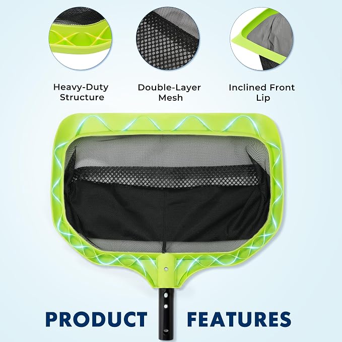 Sepetrel Pool Skimmer Net, 17.5" Leaf Rake with Fine Mesh, Reinforced Triangular Frame, Scratch-Free Edges for Swimming Pool Cleaning Leaves, Insects & Debris (Pole Not Included)