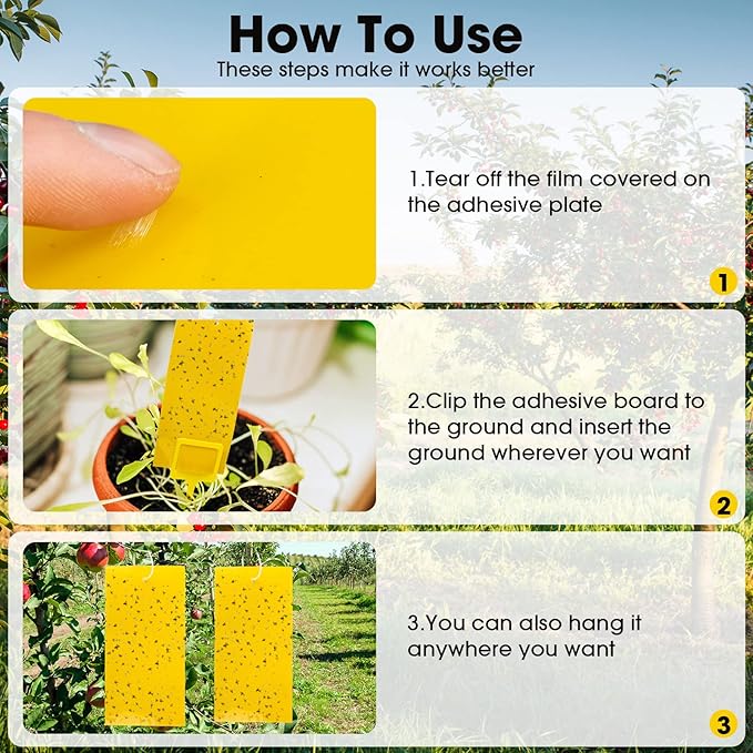 550 Pcs 7.9 x 4 Inch Sticky Traps for Plant Gnats Double Sided Sticky Traps with Twist Ties for Flying Killer Insect Indoor Outdoor Fungus Gnats, Whiteflies, Aphids (Yellow)
