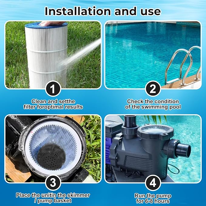 Upgraded Pool Cartridge for 20K–30K Gallon Pools, Typically Completes Transformation Within 24–72 Hours, Lasts up to 6 Months, Black/White