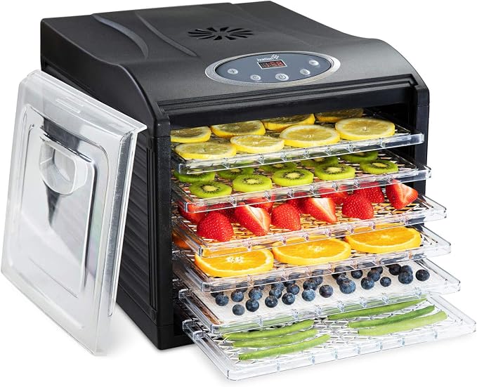 Ivation 6 Tray Countertop Digital Food Dehydrator Drying Machine 480w with Preset Temperature Settings, Auto Shutoff Timer and Even Heat Circulation for Beef Jerky, Fruits, Vegetables & Nuts