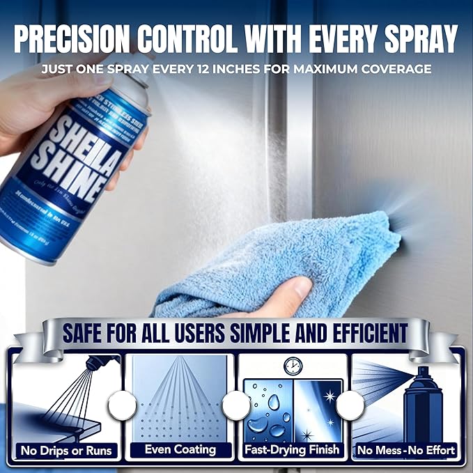 Sheila Shine 10oz Stainless Steel Cleaner and Polish - Cleans, Polishes & Protects Kitchen Appliances, Refrigerators, Sinks, Ovens & Grills - Stainless Steel Sink Cleaner for Kitchen Sink