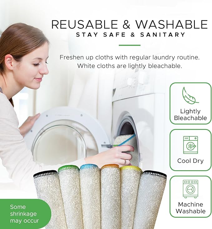 Whiffkitch DISHCLOTHS for Kitchen, Cleaning and Multi Surface Washcloth, 6"x7" and 9"x9" Bundled Set, Reusable, Washable, Scrub-Non-Scratch, Absorbent, Quick Drying, Household Essential