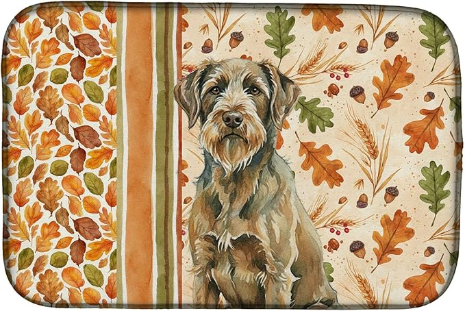 Caroline's Treasures Chestnut Wirehaired Pointing Griffon Heirloom Fall Dish Drying Mat Absorbent Dish Drying Mat Pad for Kitchen Counter Dish Drainer Mat for Countertop, 14 x 21", Multicolor