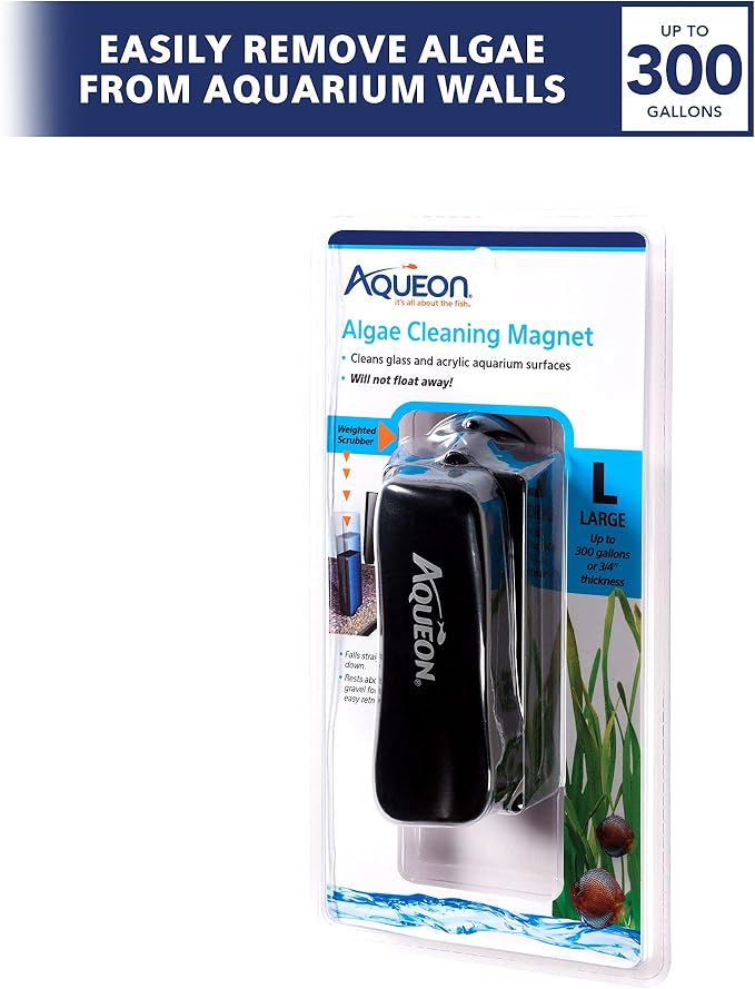 Aqueon Aquarium Algae Scraper, Fish Tank Magnetic Glass Cleaner for Glass/Acrylic, Large