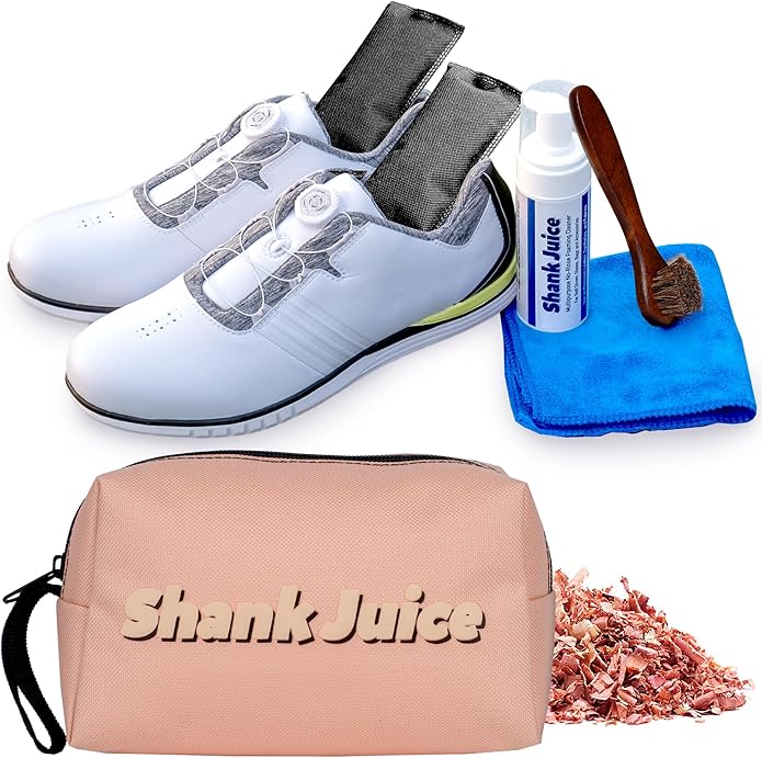 Clean Kit for Golf Shoes and Accessories - 6-item Kit: No Rinse Foaming Cleaner, Brush, Cloth, Cedar Inserts