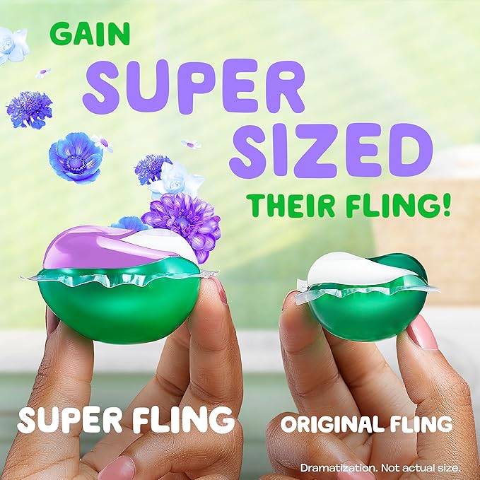 Gain Super Flings Laundry Detergent Pacs, 45 Count, Dewdrop Dream scent, clean and fresh washing detergent laundry soap pacs (Pack of 4)