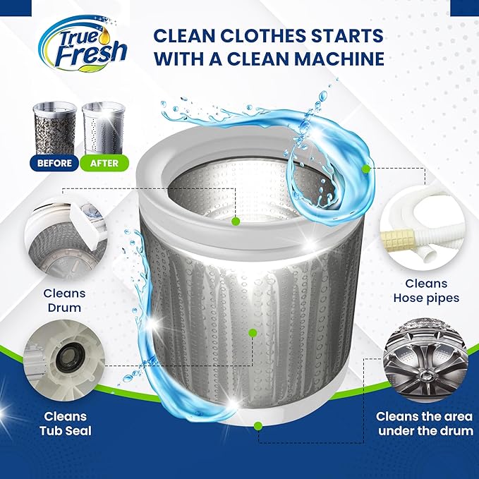 True Fresh 25 Washing Machine Cleaner Tablets & 24 Multi-Surface Cleaning Tablets – Ultimate Combo for Deep Cleaning Washers & Home Surfaces 12 Month Supply