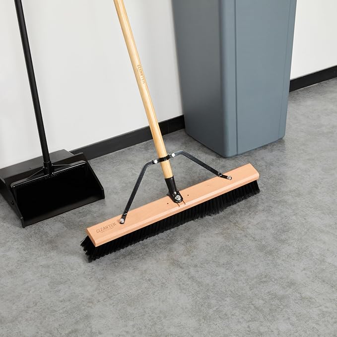 Restaurantware-BROOM HEAD ONLY: Clean Tek Professional 24-Inch Broom Head, 1 Heavy-Duty Push Cleaning Tool - Handle And Brace Sold Separately, Fine Plastic Bristles, Wooden, Commercial Use