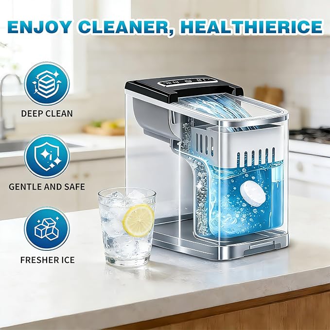 SOPAMI Ice Machine Cleaner and Descaler Tablets –24 Pack Ice Maker Cleaner Tablets, Nickel Safe Scale Remover for Countertop Portable Commercial Ice Makers, Compatible with Major Brands