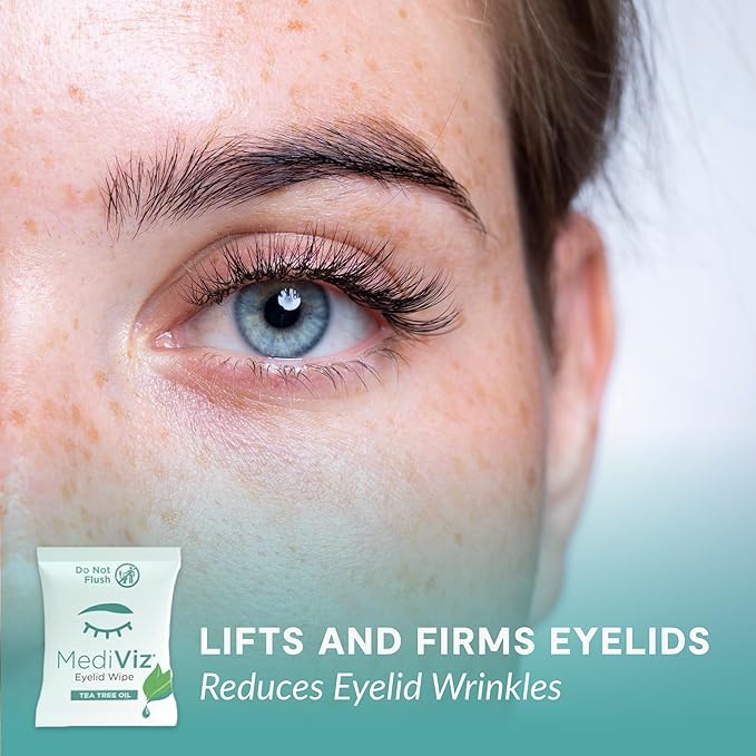 Tea Tree Eyelid Cleanser Wipes - 30 Single-Use Towelettes - Eyelash and Eyelid Wipes for Soothing Dry Eye Irritation, Demodex Removal and More