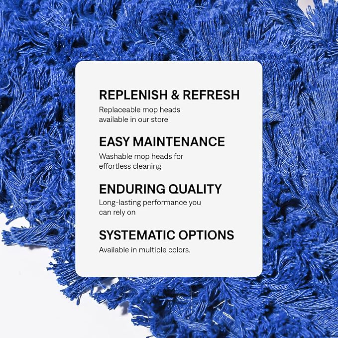 24 Inch Blue Commercial Dust Mop & Floor Sweeper – Wood Handle Floor Mop for Tile, Hardwood & Concrete