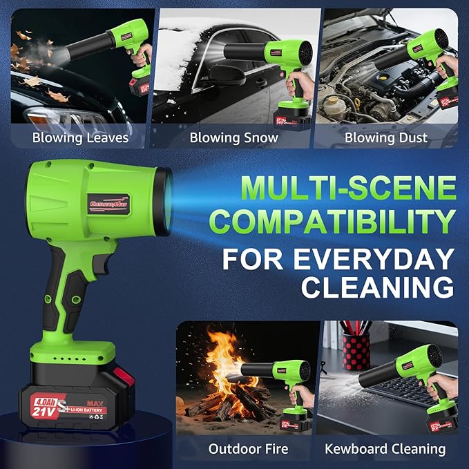 Brushless Leaf Blower Cordless, 980,000RPM, with 2 Batteries and Charger, Adjustable Speed, Lightweight, Handheld Electric Turbo Jet Blower Portable for Patio Cleaning, Lawn Care, Yard, Leaves, Dust