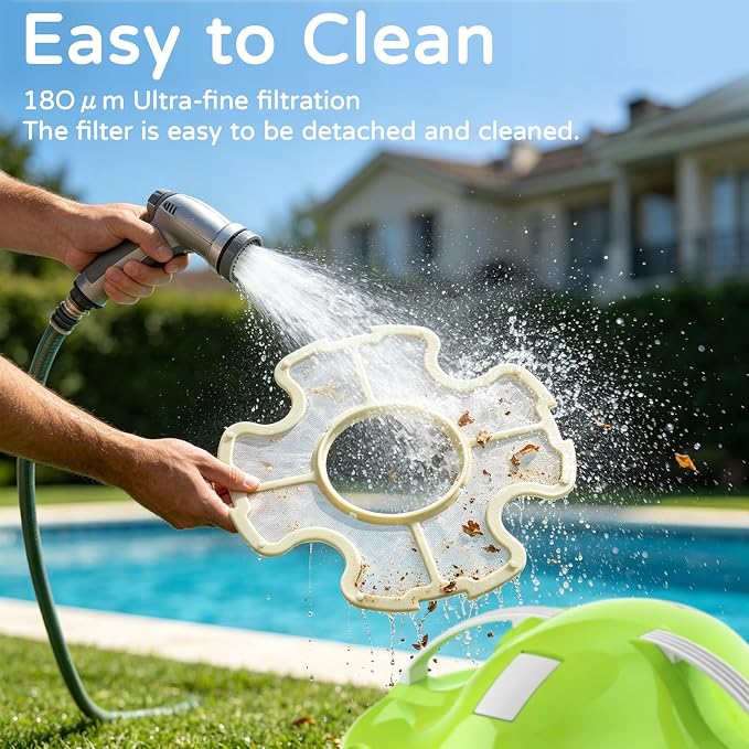 2026 NEW Cordless Robotic Pool Cleaner, Automatic Pool Robot Cleaner with Dual-Motor, 130mins Runtime & Auto Parking Pool Vacuum for Above Ground Inground Pools Up to 1100 Sq.Ft,JQR-V201,Green
