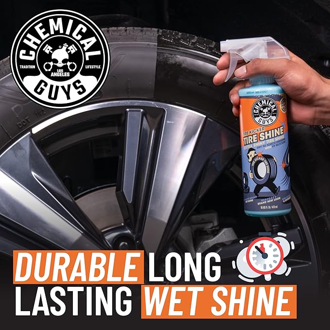 Chemical Guys TVD11316 Tire Kicker Sprayable Extra Glossy Tire Shine (Works on Rubber, Vinyl & Plastic) Safe for Cars, Trucks, Motorcycles, RVs & More, 16 fl oz (Pack of 2)