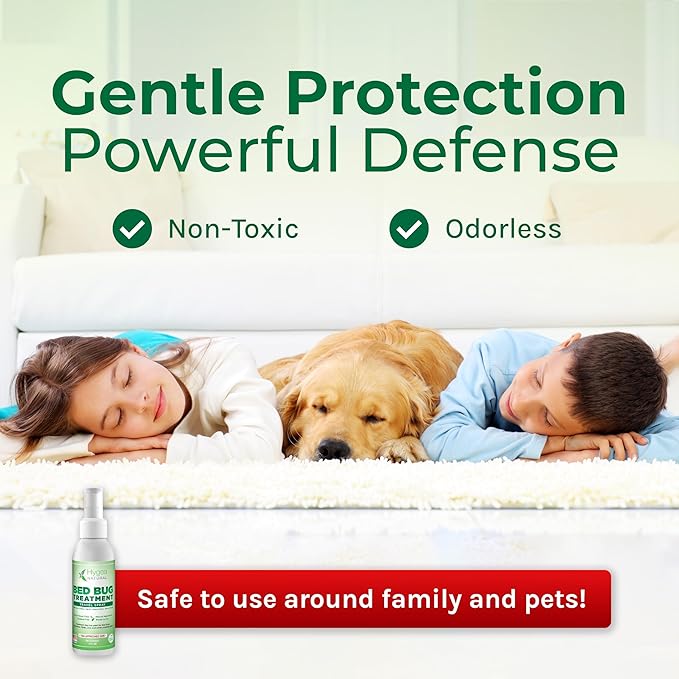 Hygea Natural Lice, Mite, and Bed Bug Killer Travel Spray - TSA Approved Size – Child & Pet Friendly – Immediate Results – Stain & Odor Free, for Hotels, Suitcase, Backpack, Shoes, Bed Bug Spray(3oz)