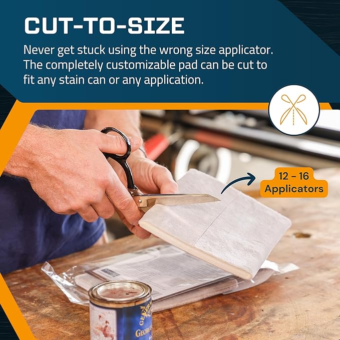 MāKRS Stain Pad, Cut-to-Size Staining Pads, 3-Pack, Lint, Snag, Streak-Free Applicator, Micro Brush Material, Wood Stains and Oil Based Finishes, Easy to Use with Consistent Application