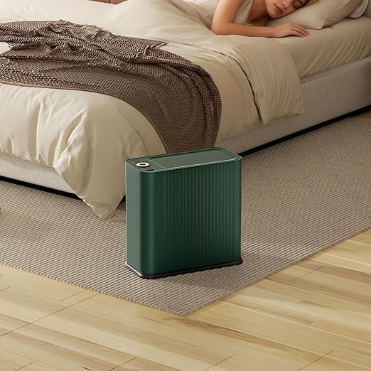 Bathroom Trash Can with Lid 13 Liter/ 3.5 Gallon Green Small Trash Can with Pop-Up Lid Bedroom Trash Can Small Garbage Can with 150 Counts Trash Bags for Small Bathroom Bedroom Office