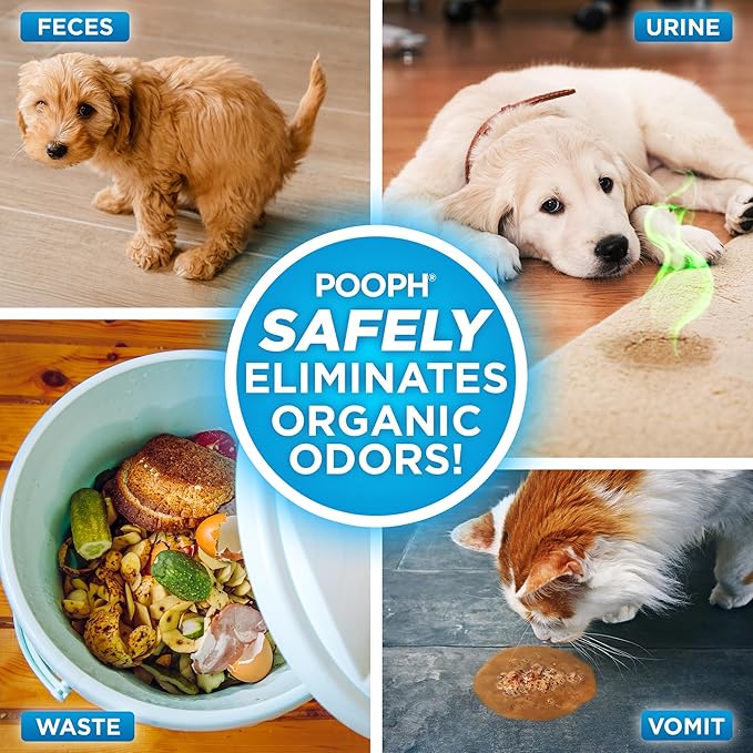 POOPH Pet & Cat Odor Eliminator Bundle (2 x 32 oz) — Pet Odor Spray + Cat Litter Box Odor Spray for Carpet, Furniture, Litter Box & Cat Trees — Urine, Poop & Pee Remover, Unscented
