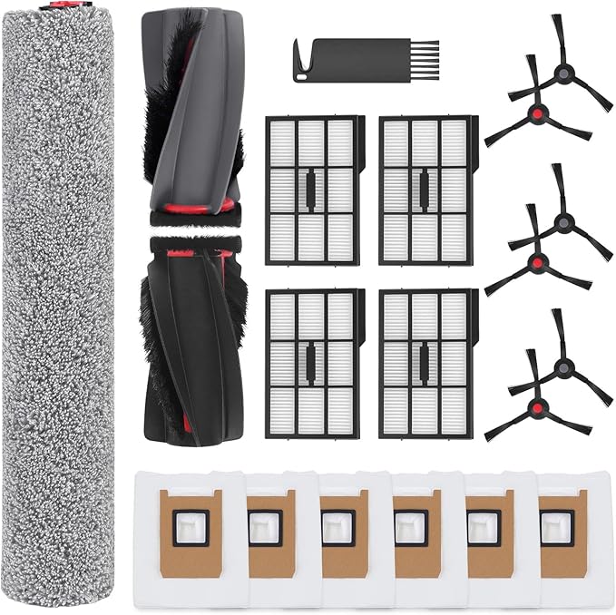 Replacement Parts for Eufy E25 Omni / E28 Omni Robot Vacuum Cleaner Accessories, 1 Rolling Brush, 1 Roller Mop, 2 Filter,4 Side Brush, 6 Dust Bag