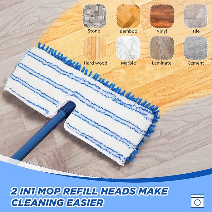 Chengu 3 Pieces Microfiber Flip Mop Refills Replacement Heads Double Sided Cleaning Pads Machine Washable Mop for Dry and Wet Kitchen Home Use