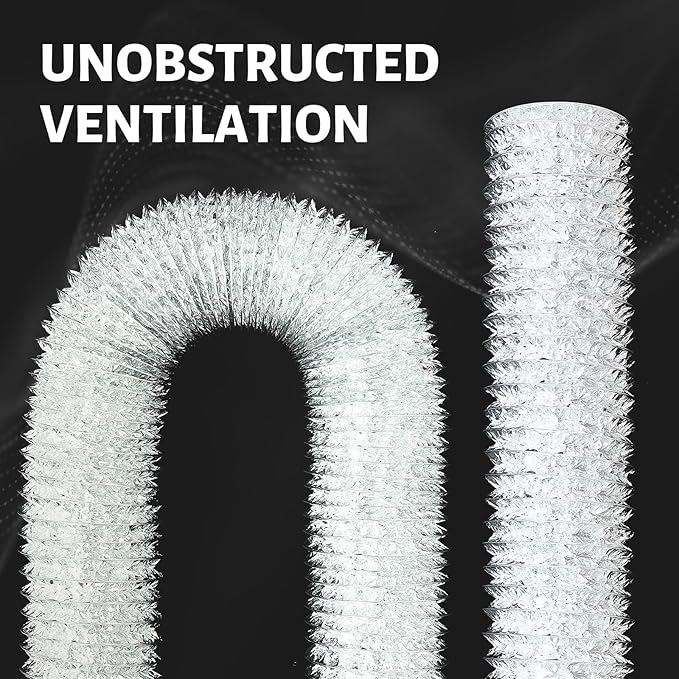Zonon Dryer Vent Hose 4 Inch X 12 Feet Flexible Aluminum Foil Ducting Non Insulated with Stainless Steel Clamps and Aluminum Tape for Pipe, HVAC Heating Cooling Ventilation and Exhaust(Silver)