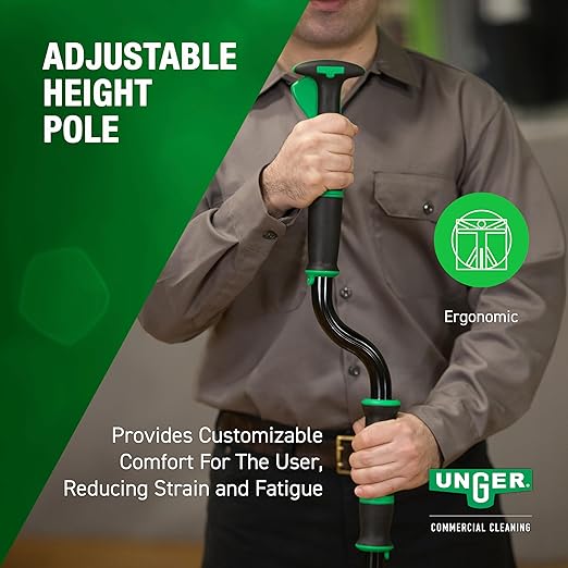 Unger Commercial Excella 18" Offset Starter Cleaning Kit - Ergonomic Floor Mop with Height Adjustable Pole and Refillable Dispensing Bottle - EFHC1