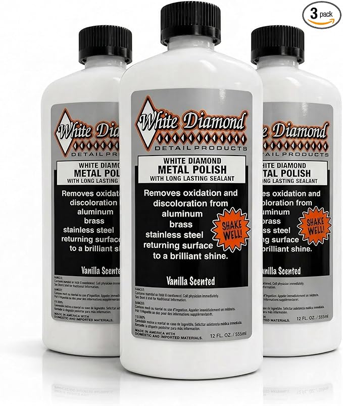 Schultz Laboratories White Diamond Metal Polish & Long Lasting Sealant - Perfect for Stainless Steel, Brass, Aluminum, Chrome, Gold, Silver - Sealant, Rust Remover/Preventer, Jewelry, Boats - 3 Pack