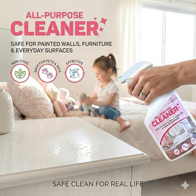 NOYATECH All Purpose Cleaning Spray – Non-Toxic, Pet & Kid Safe, Multi-Surface Cleaner for Walls, Furniture, Counters, Bedrooms & Everyday Surfaces. Safe cleaner for Painted or Finished Surfaces.