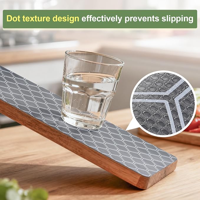 Non Adhesive Fridge Shelf Liner, Waterproof Drawer Liners for Kitchen Cabinet Refrigerator, No Slip Bathroom Cupboard Liner EVA Place Mat Roll -17.5" x 118" Grey