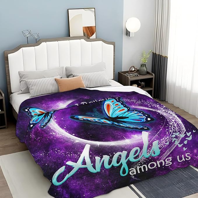 Tijuboni Butterfly Throw Blanket Blue Butterfly Gifts for Girls Boys Women Men Kids Adults Soft Flannel Fleece Blanket for Couch Sofa Bed Home Decor 60"x80"