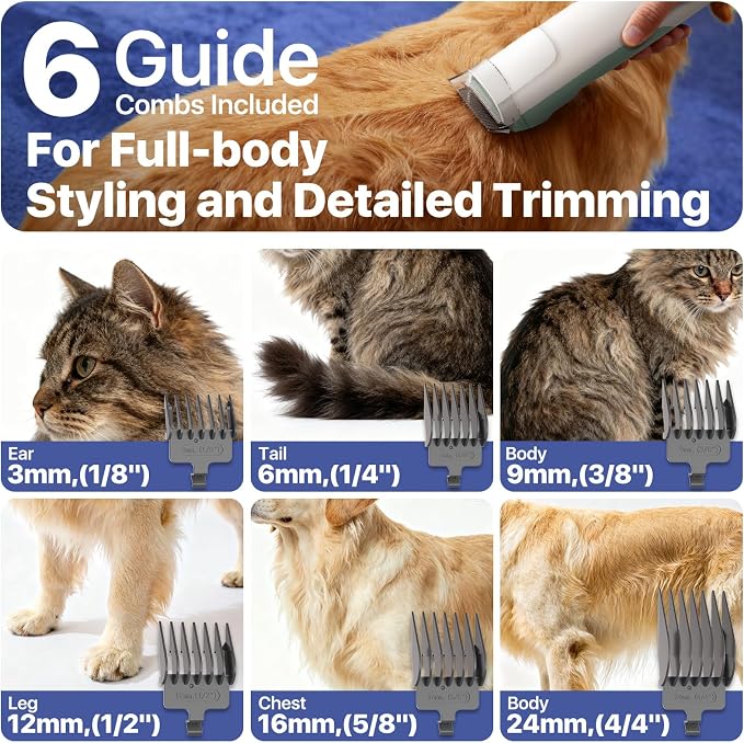 buenkee Dog Grooming Kit with Vacuum, 15000Pa Pet Hair Clipper and Shedding Brush, 2L Capacity, Blue