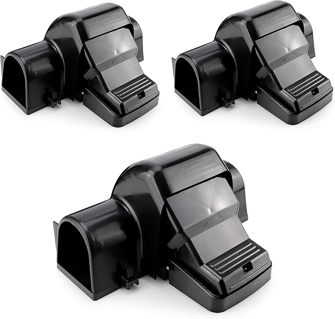 eXuby Pet-Safe & Child-Safe Rat Traps w/Tunnel Design – Dual Entry for Better Capture Rate - No Harmful Poison - Prevents Accidental Triggering - Avoid Finger Snapping - Setup in Seconds. (3 Pack)