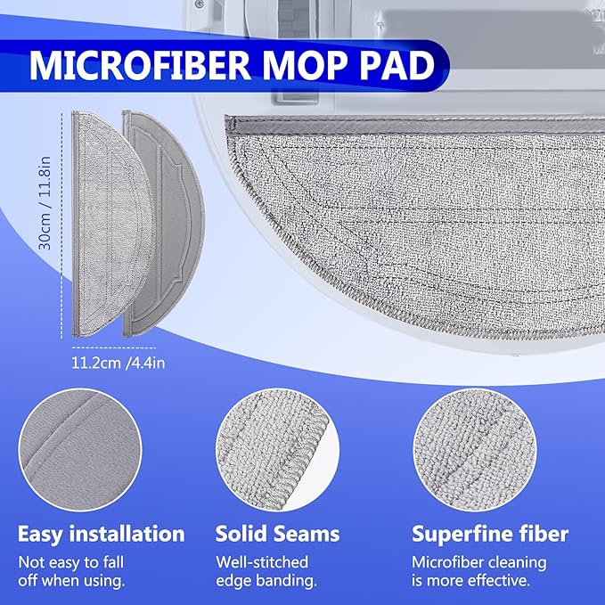 32 Pcs Q10 S5+ Replacement Accessories Compatible with Robo rock Q10 S5 / Q10 S5+ Robot Vacuum, 2 Main Brushes, 6 Mop Pads, 4 HEPA Filters, 6 Scent Tablets, 6 Side Brushes, 6Dust Bags