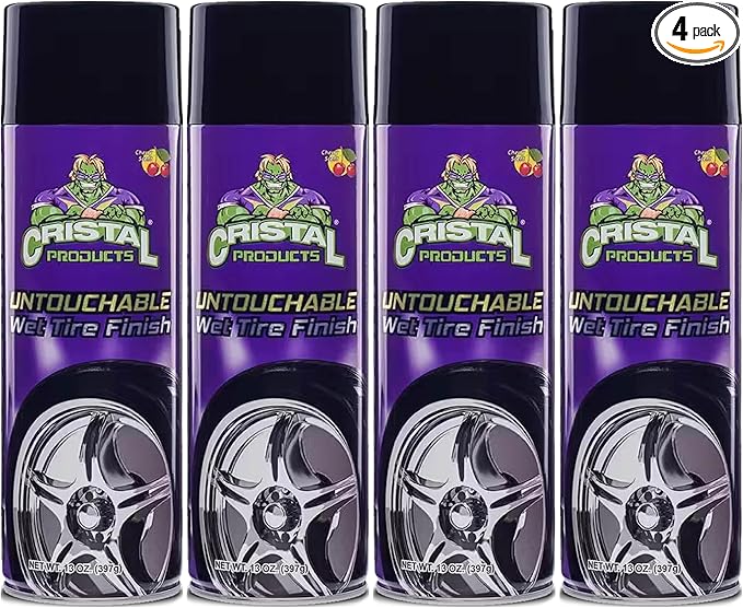 Untouchable TireShine Spray Spray 4PK – Long-Lasting Wet Tire Finish for Deep Gloss & Protection – Waterproof, No-Sling Formula, Easy Application Tire Shine & Cleaner (52 oz Total)