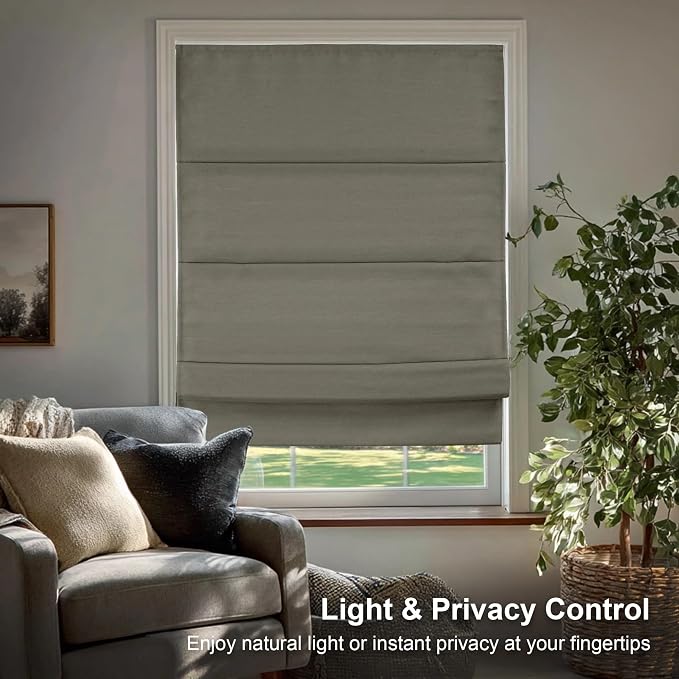 Chicology Cordless Roman Window Shade, Del Mar Sandcastle, 39" W x 64" H | Cordless Child-Safe, Room Darkening UV, Inside/Outside Mount, True-to-Size No Cut, Rich Textured Fabric, Spot-Clean Care Only